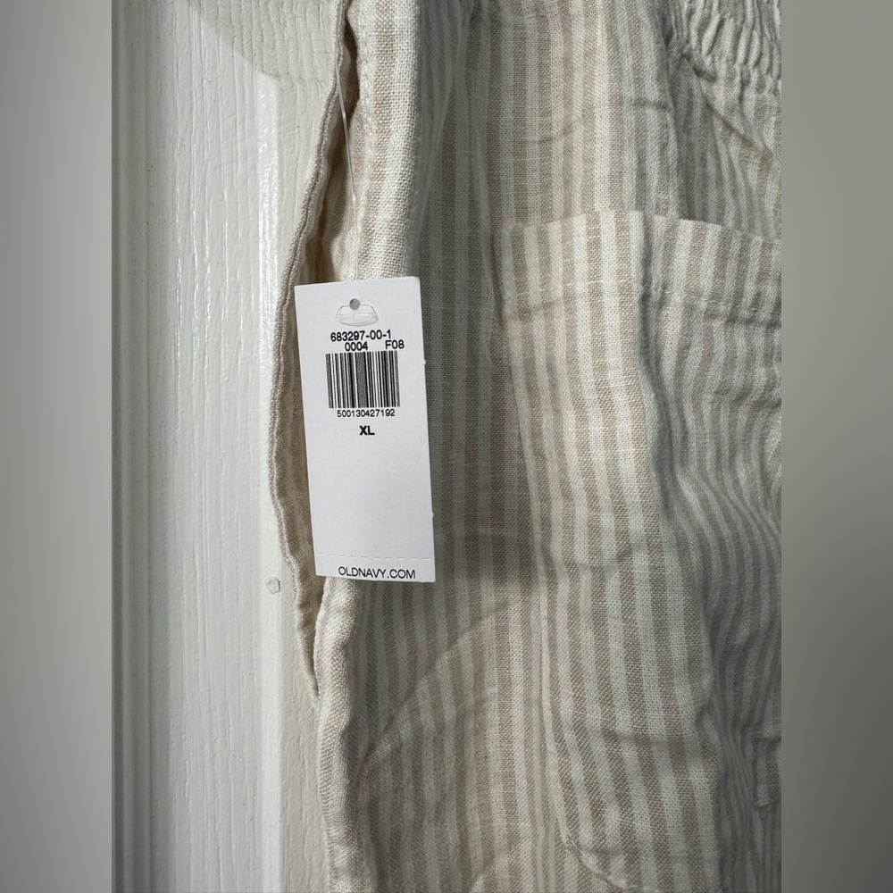 Old Navy High Rise Straight Striped Linen Blend - Picture 5 of 10
